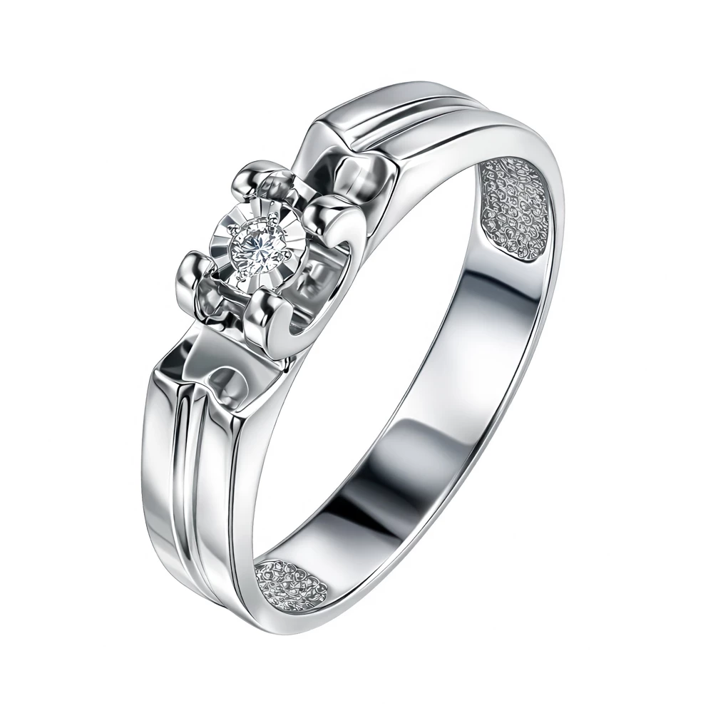 Кольцо с бриллиантом из белого золота 585 пробы