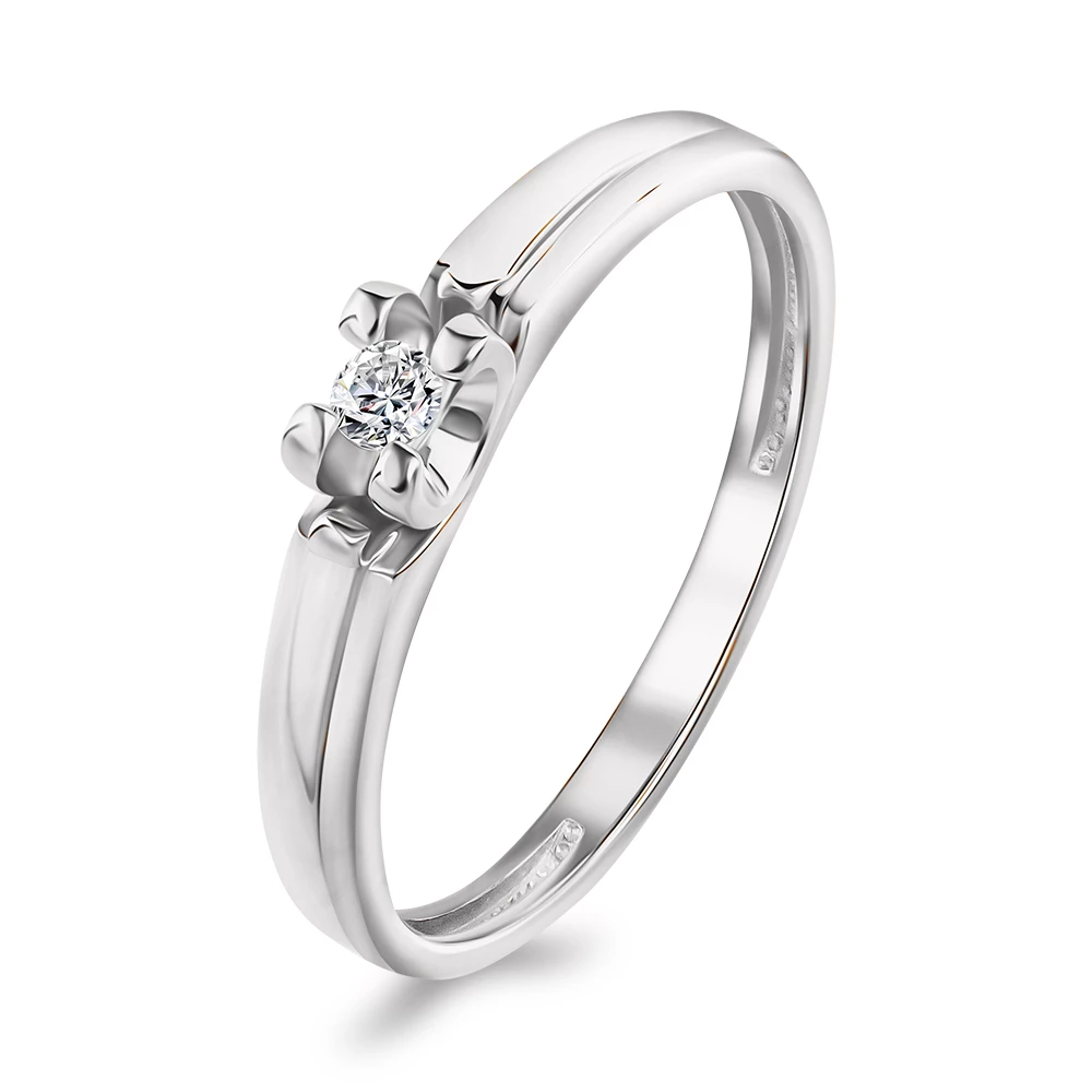 Кольцо с бриллиантом из белого золота 585 пробы