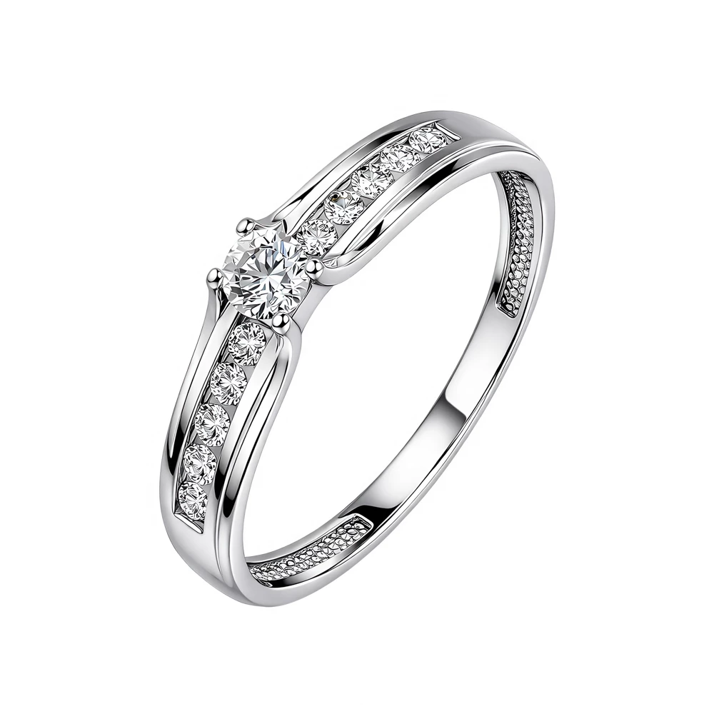 Кольцо с бриллиантами из белого золота 585 пробы