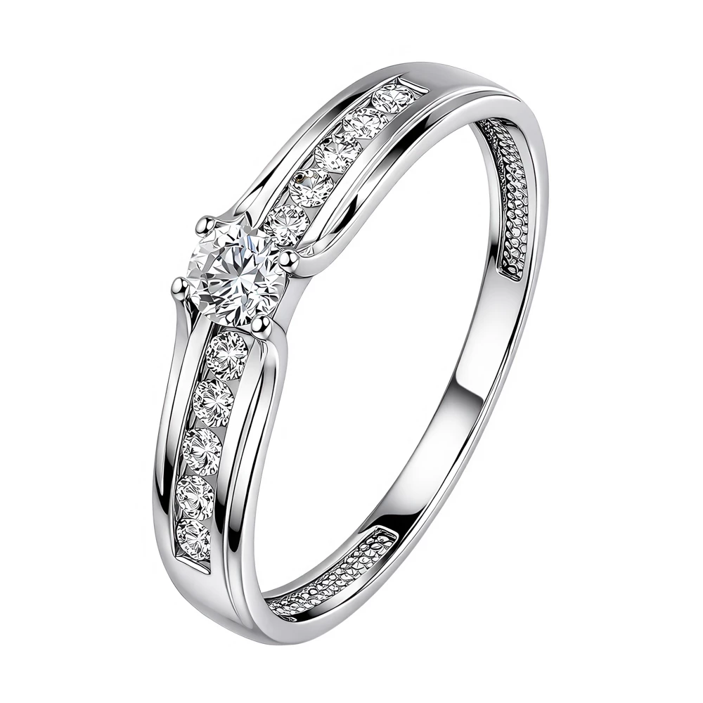 Кольцо с бриллиантами из белого золота 585 пробы