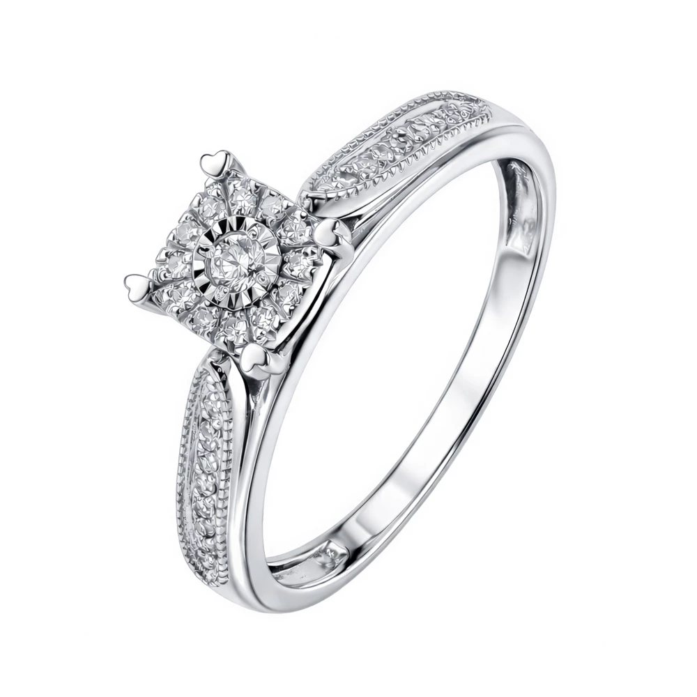 Кольцо с бриллиантами из белого золота 585 пробы