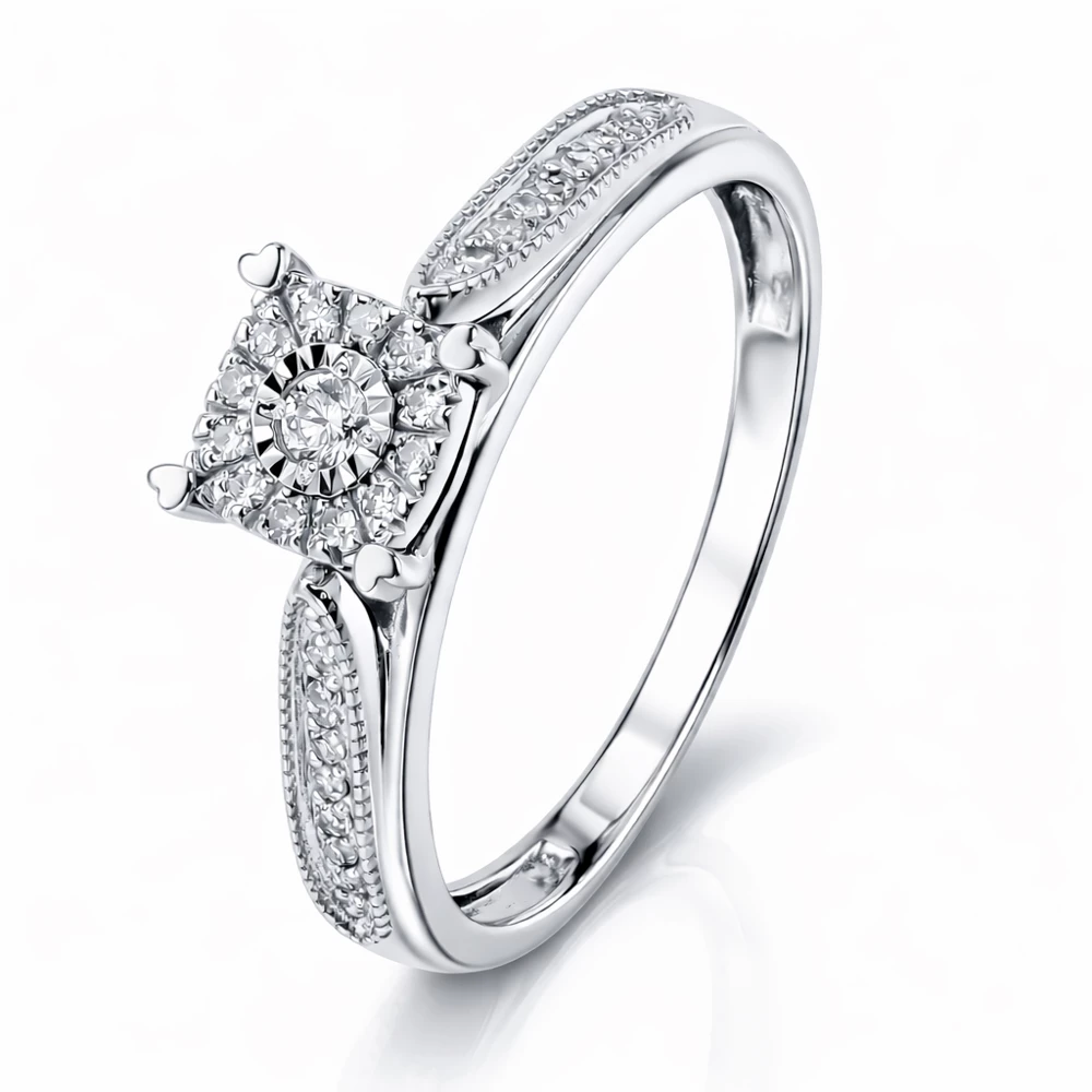 Кольцо с бриллиантами из белого золота 585 пробы