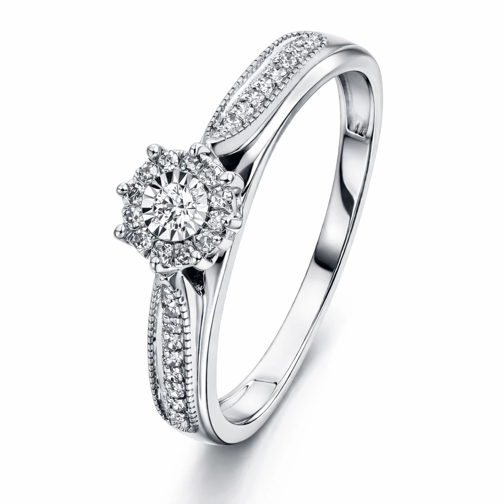 Кольцо с бриллиантами из белого золота 585 пробы