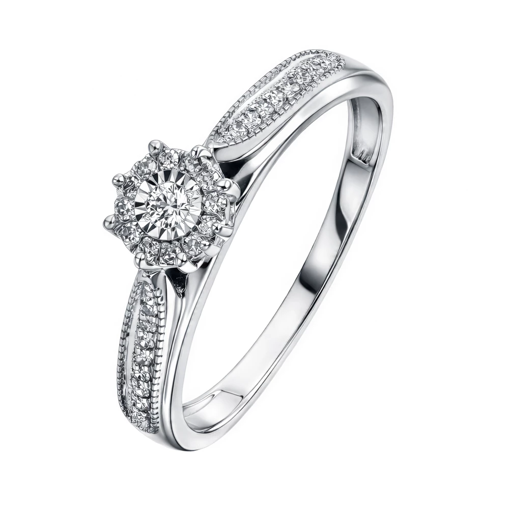 Кольцо с бриллиантами из белого золота 585 пробы