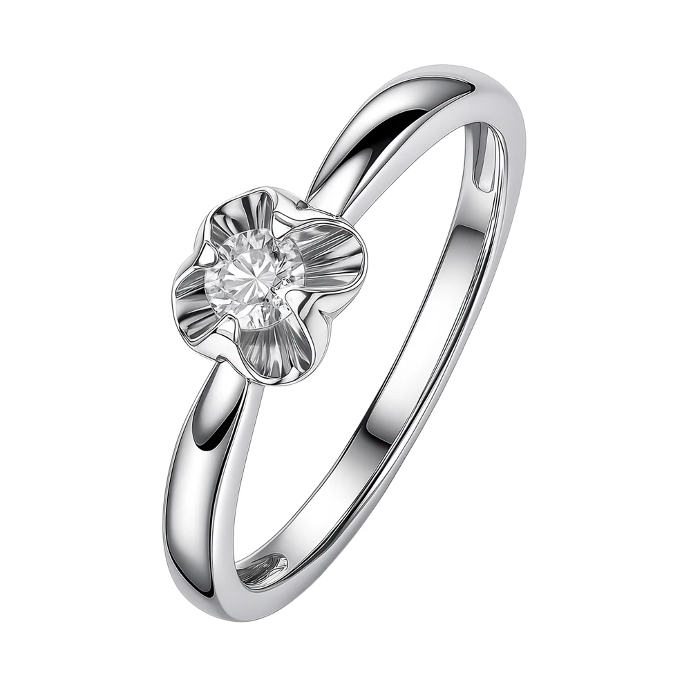 Кольцо с бриллиантом из белого золота 585 пробы