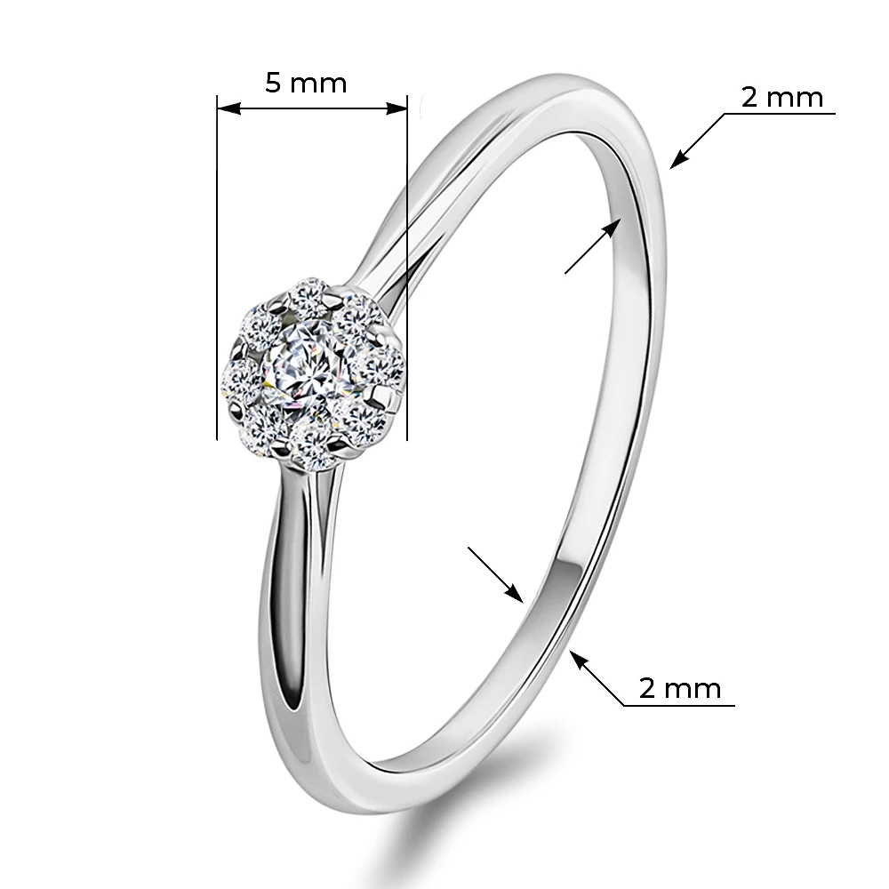 Кольцо с бриллиантами из белого золота 585 пробы