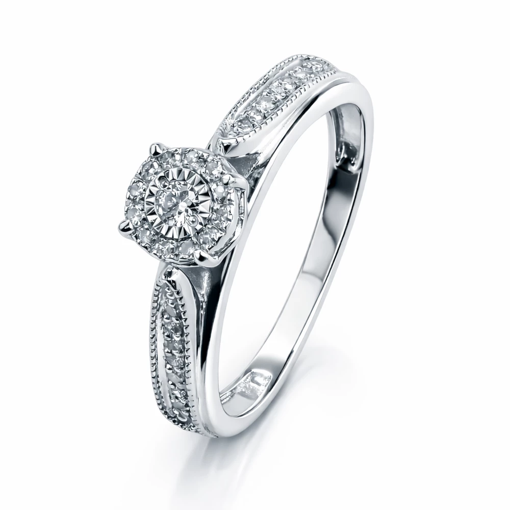 Кольцо с бриллиантами из белого золота 585 пробы