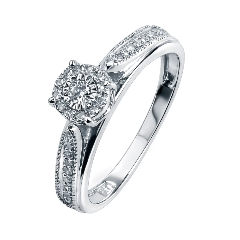 Кольцо с бриллиантами из белого золота 585 пробы