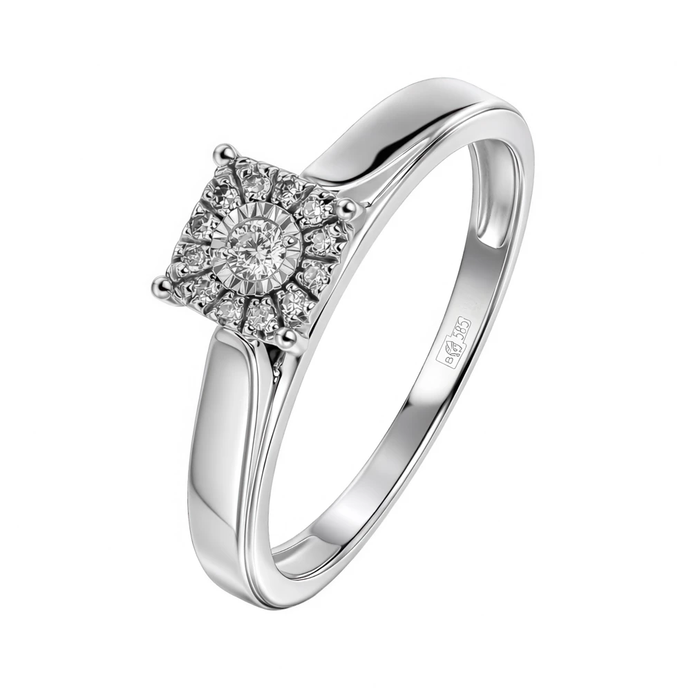 Кольцо с бриллиантами из белого золота 585 пробы