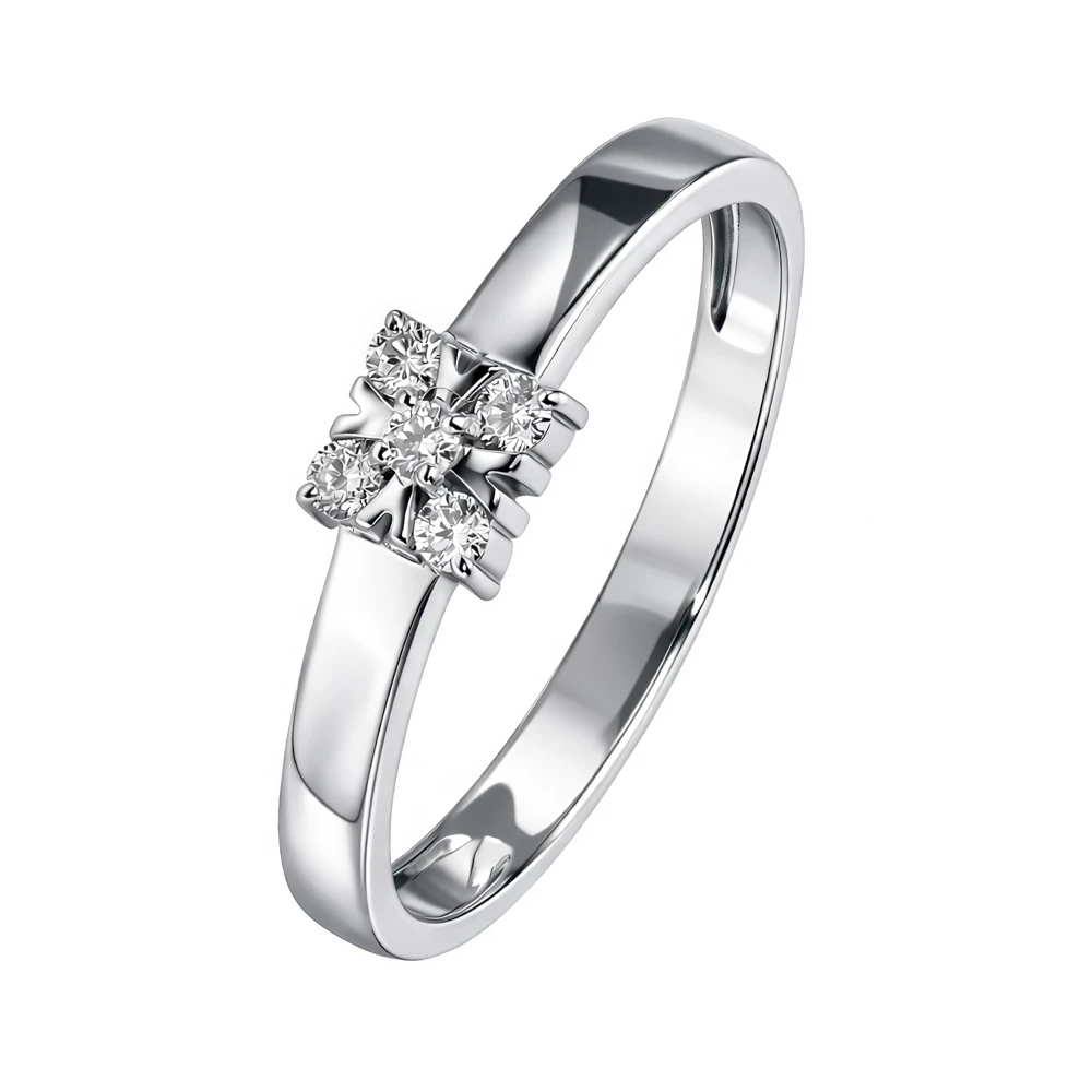 Кольцо с бриллиантами из белого золота 585 пробы