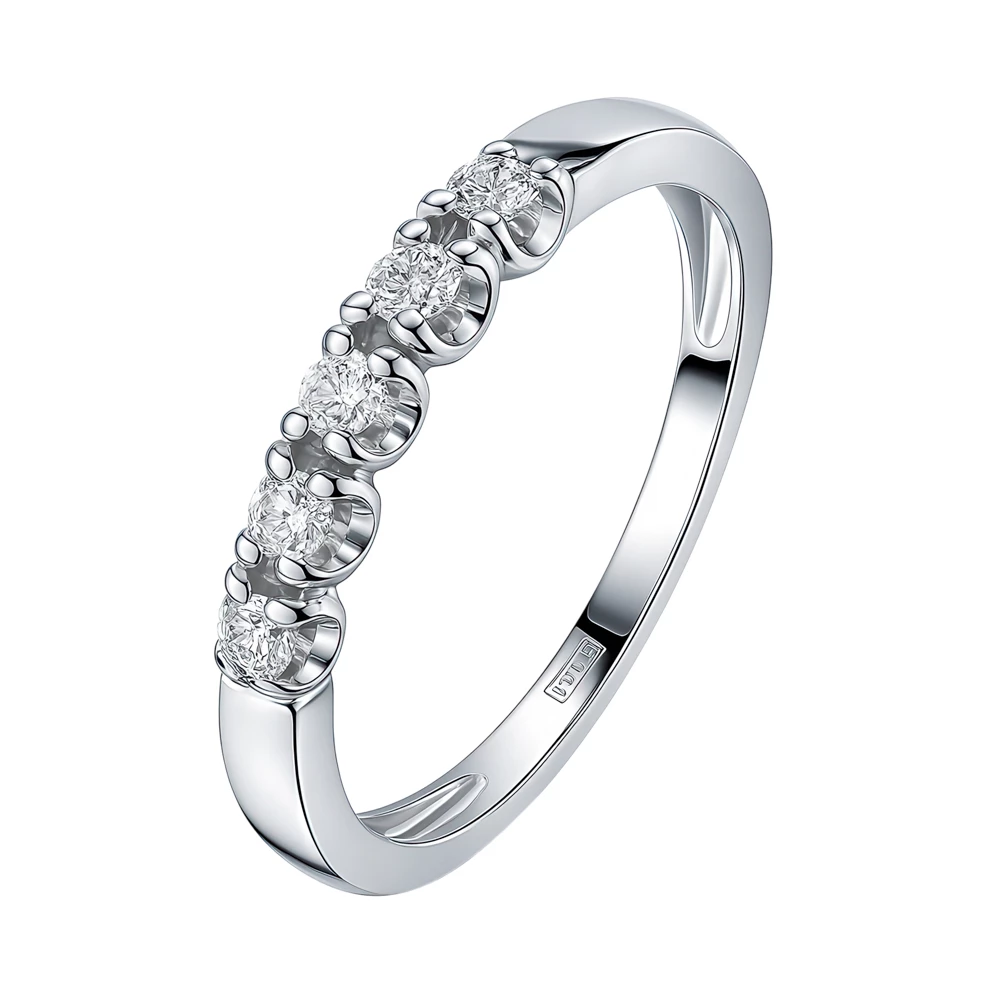 Кольцо с бриллиантами из белого золота 585 пробы