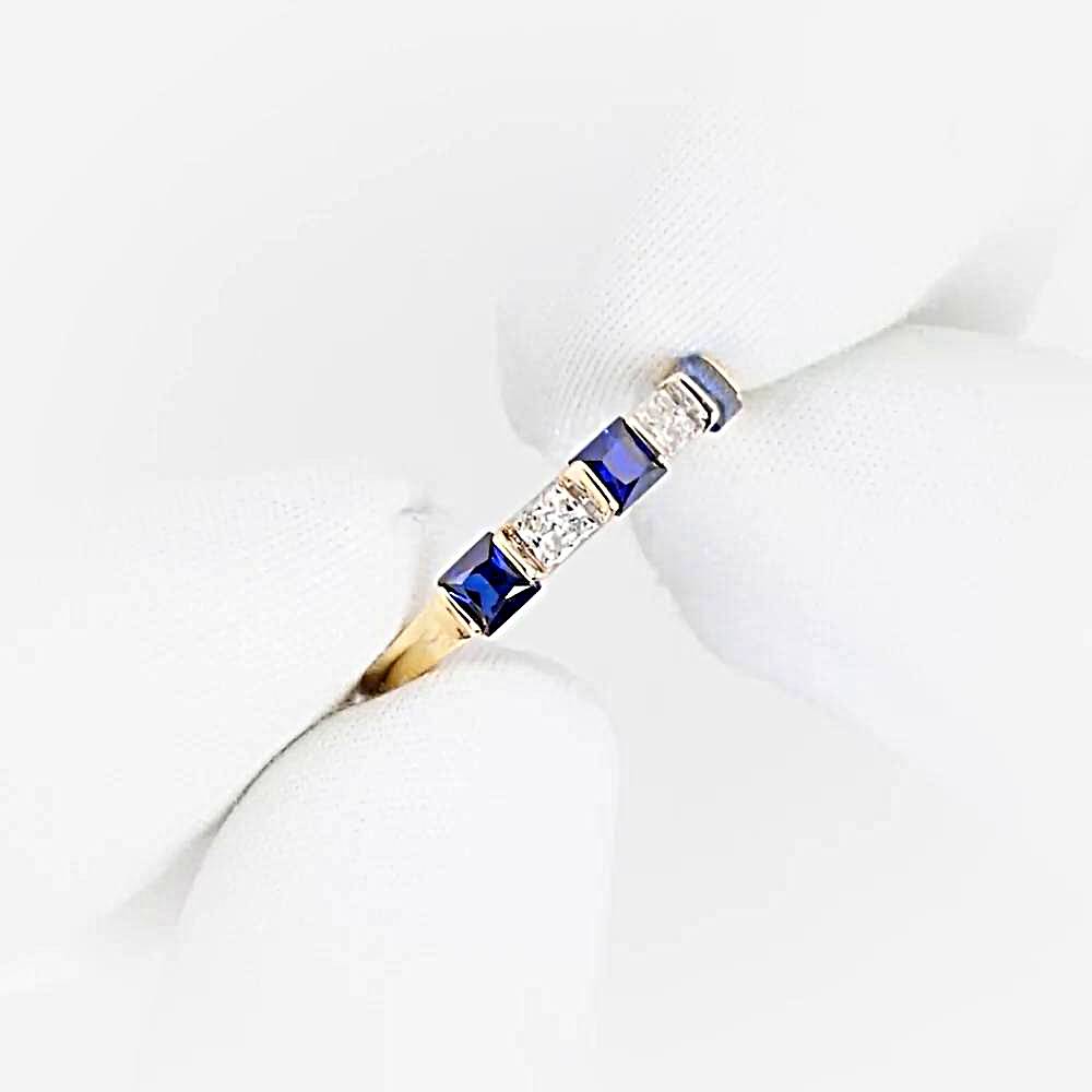 Кольцо с сапфиром синтетическим и бриллиантами из красного золота 585 пробы 1