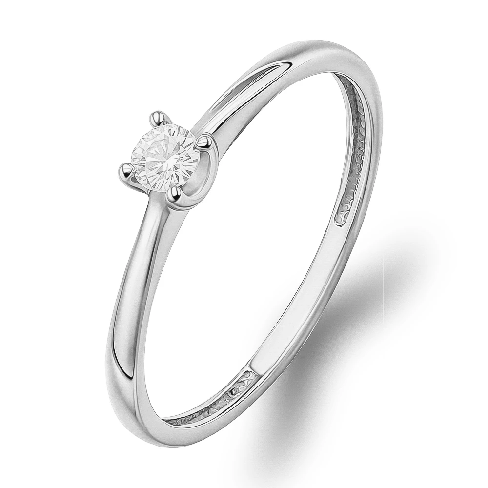 Кольцо с муассанитом из белого золота 585 пробы