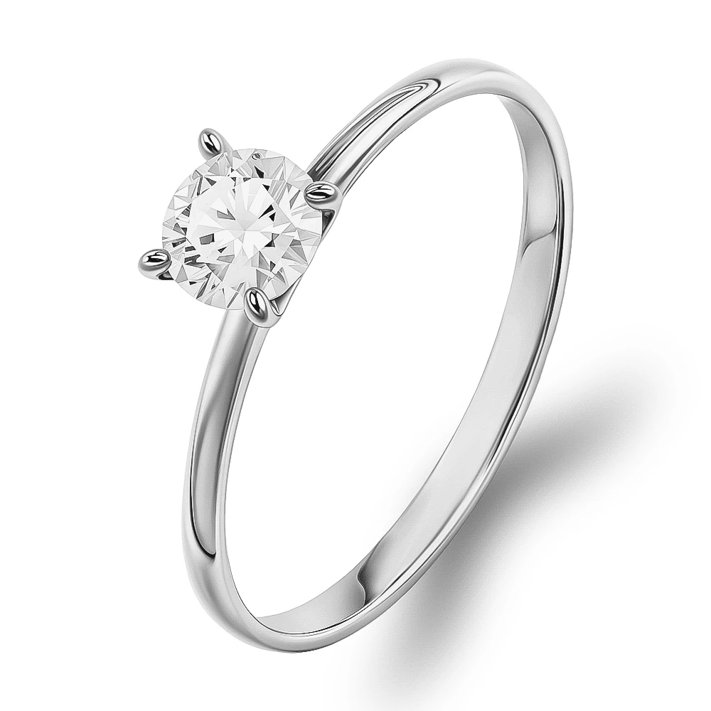 Кольцо с муассанитом из белого золота 585 пробы