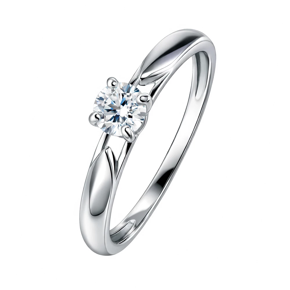 Кольцо с муассанитом из белого золота 585 пробы