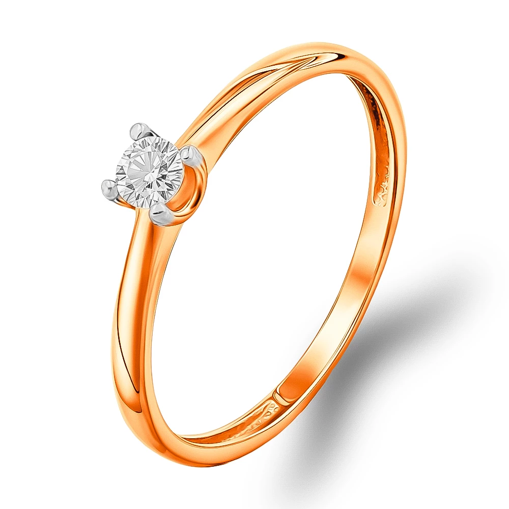 Кольцо с муассанитом из красного золота 585 пробы