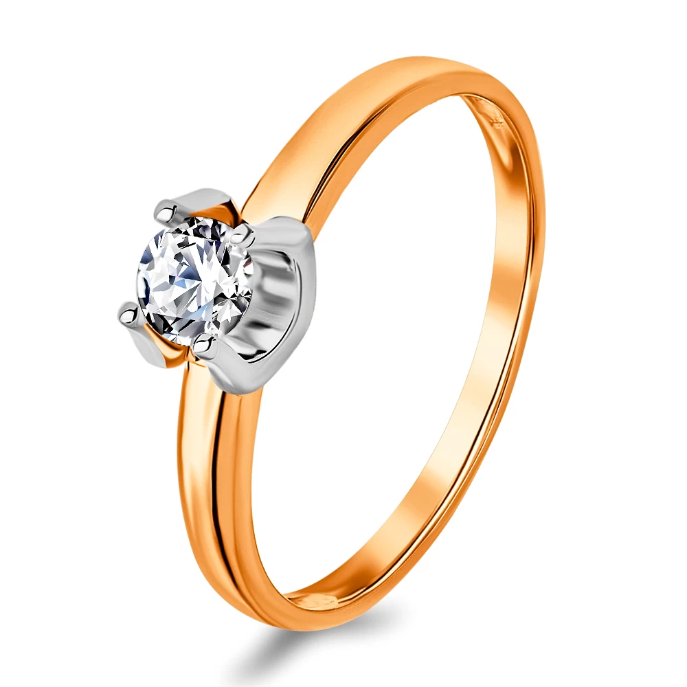 Кольцо с муассанитом из красного золота 585 пробы