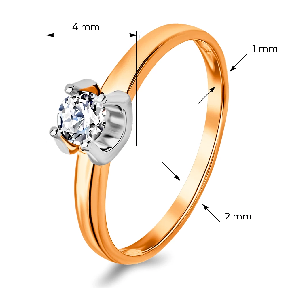 Кольцо с муассанитом из красного золота 585 пробы