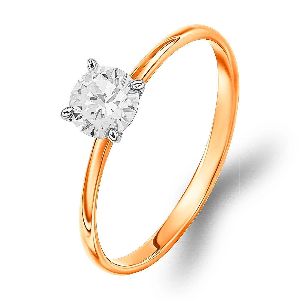 Кольцо с муассанитом из красного золота 585 пробы