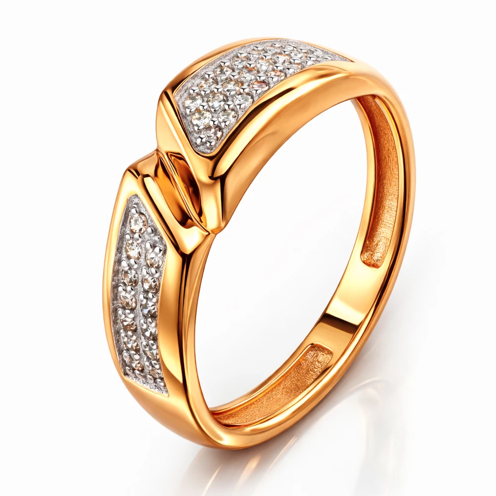 Кольцо с бриллиантами из красного золота 585 пробы