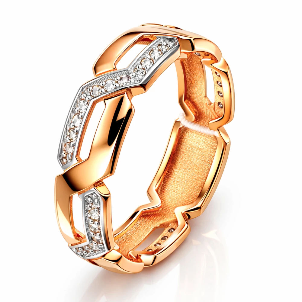 Кольцо с бриллиантами из красного золота 585 пробы