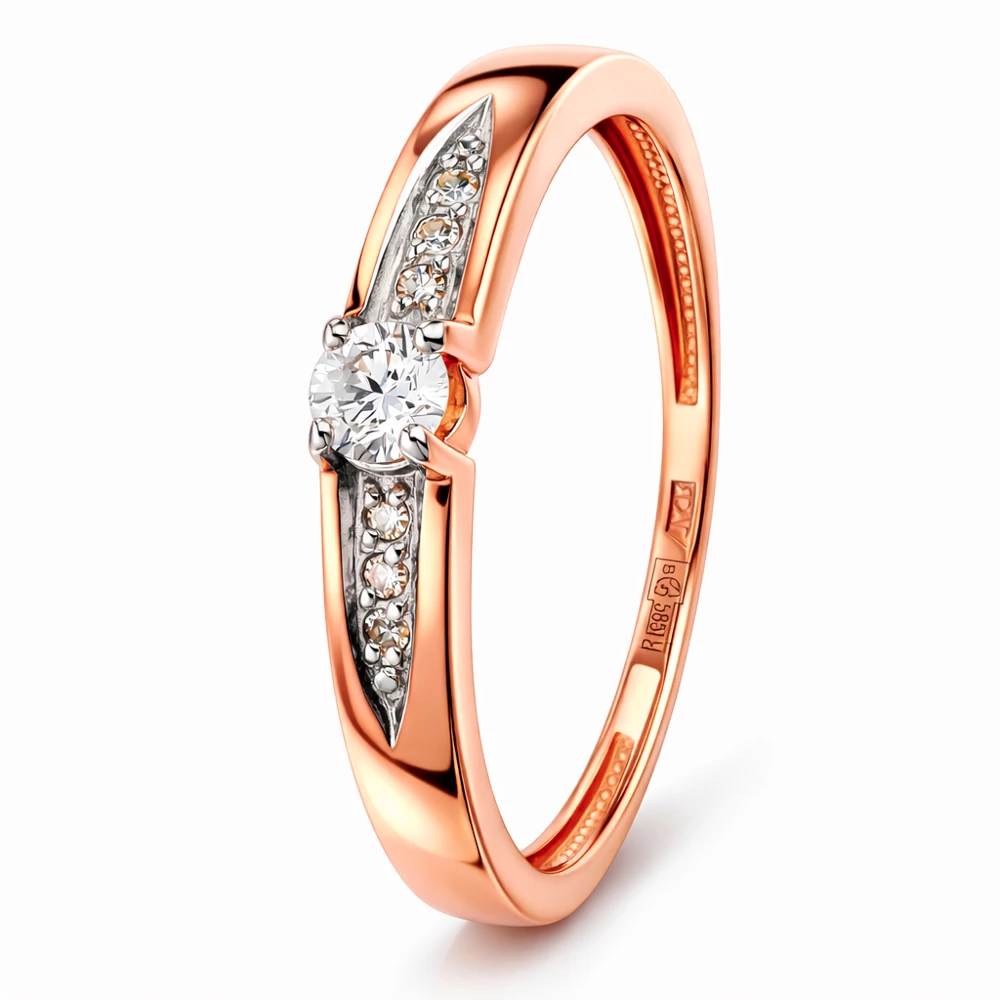 Кольцо с бриллиантами из красного золота 585 пробы