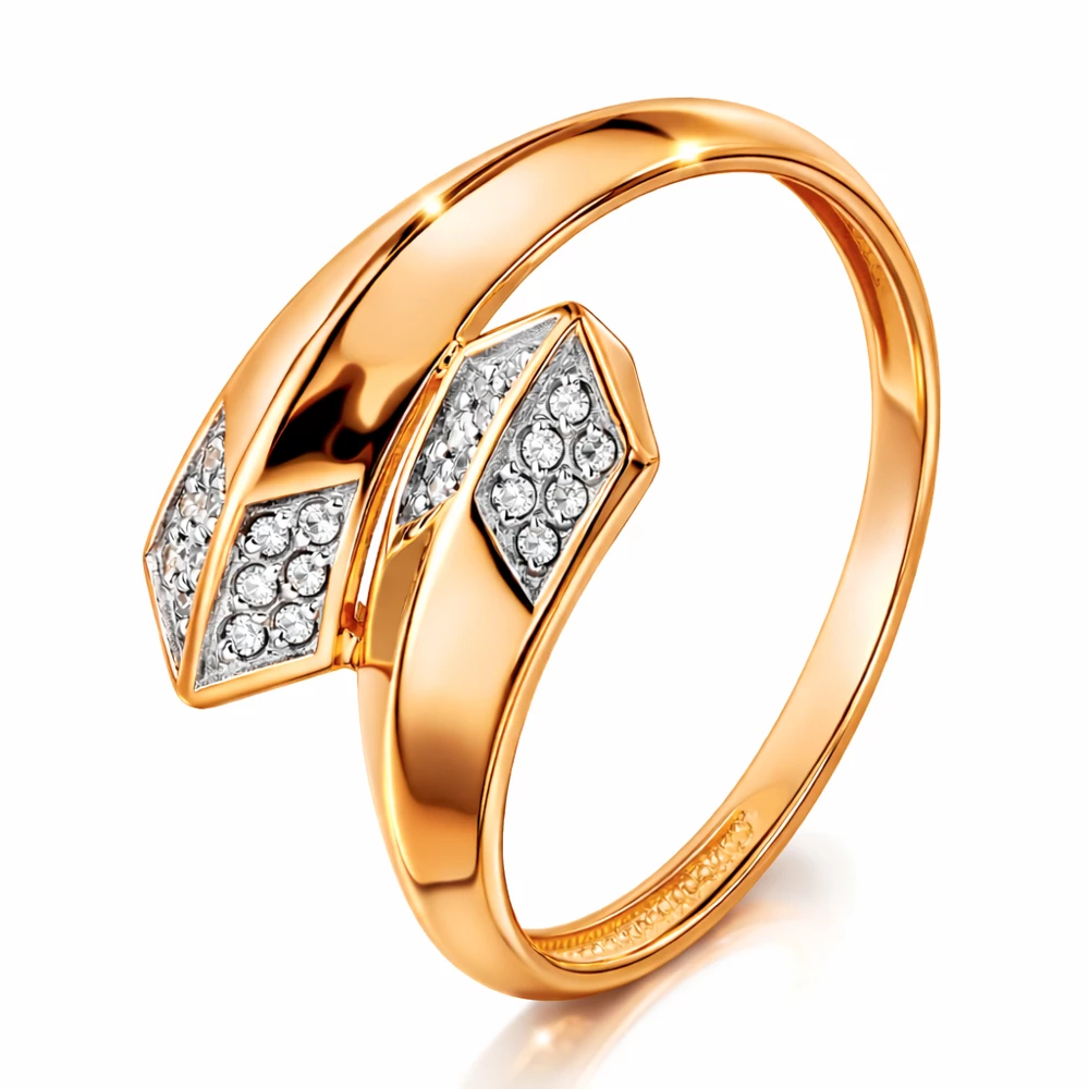 Кольцо с бриллиантами из красного золота 585 пробы