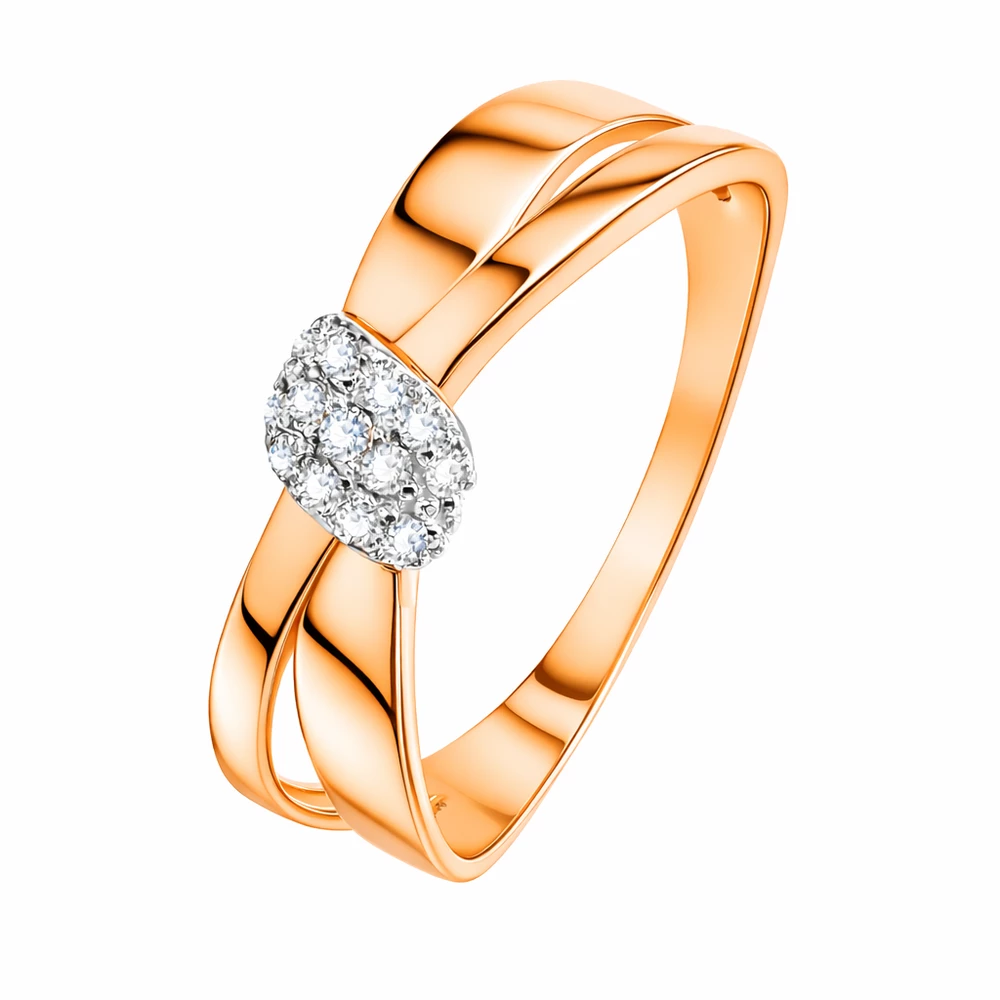 Кольцо с бриллиантами из красного золота 585 пробы