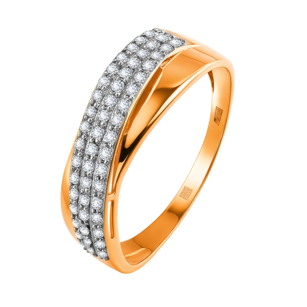 Кольцо с бриллиантами из красного золота 585 пробы Кольцо с бриллиантами из красного золота 585 пробы