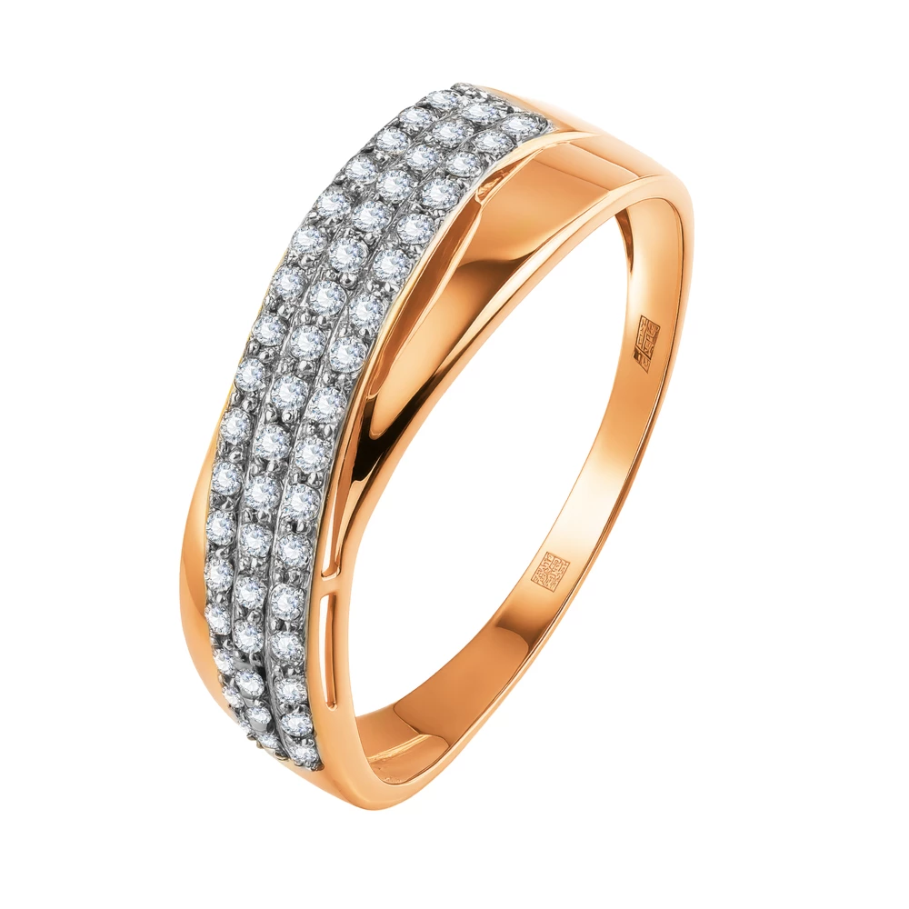 Кольцо с бриллиантами из красного золота 585 пробы