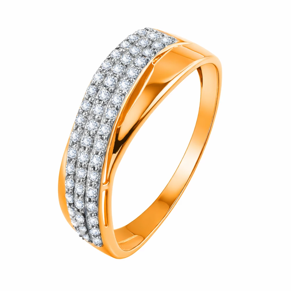 Кольцо с бриллиантами из красного золота 585 пробы