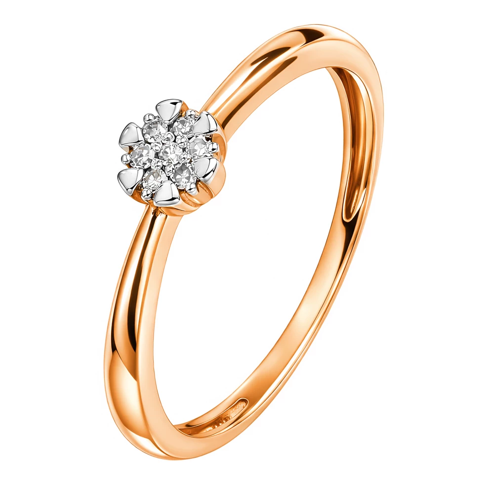 Кольцо с бриллиантами из красного золота 585 пробы