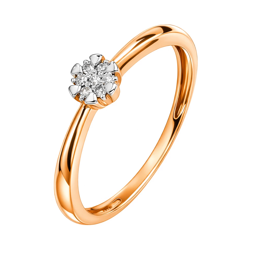 Кольцо с бриллиантами из красного золота 585 пробы