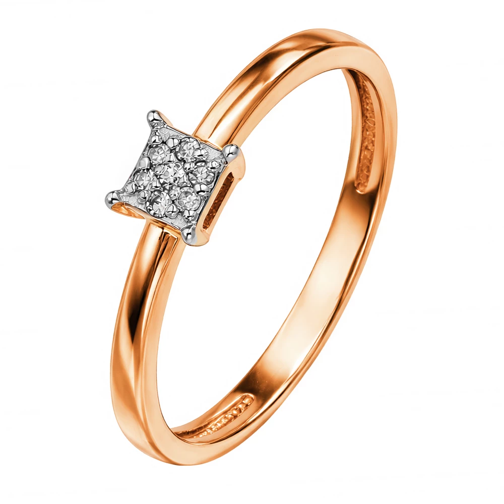 Кольцо с бриллиантами из красного золота 585 пробы