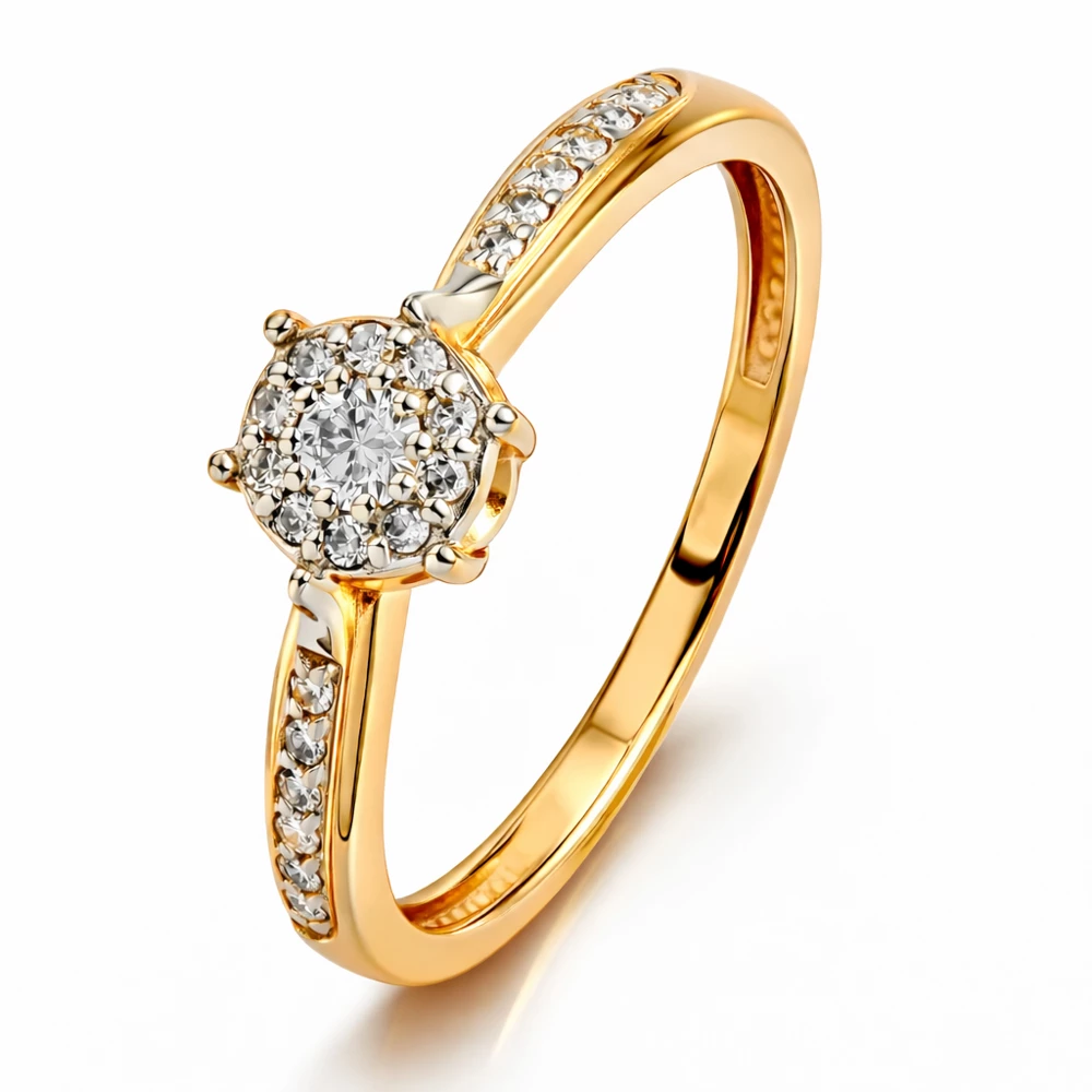 Кольцо с бриллиантами из красного золота 585 пробы Кольцо с бриллиантами из красного золота 585 пробы