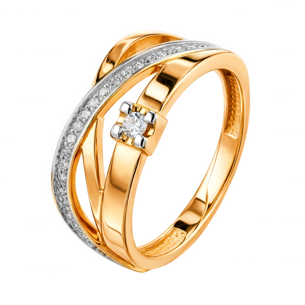 Кольцо с бриллиантами из красного золота 585 пробы 2