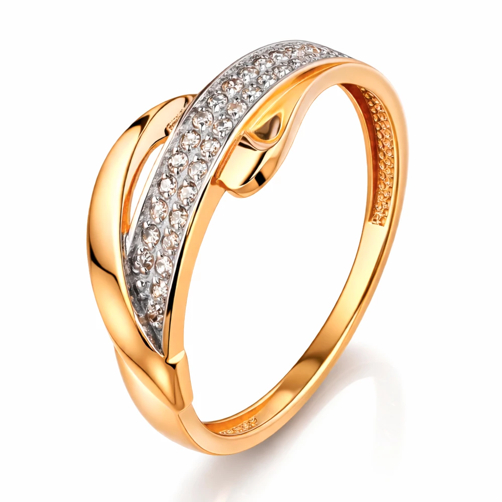 Кольцо с бриллиантами из красного золота 585 пробы