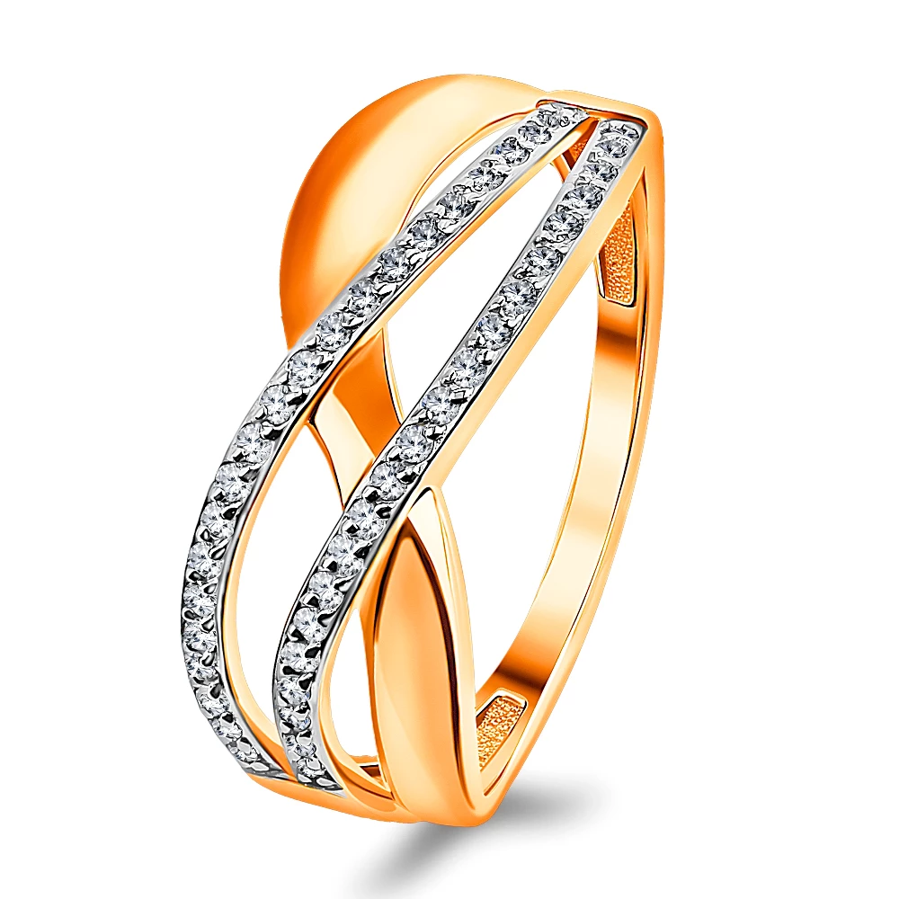 Кольцо с бриллиантами из красного золота 585 пробы