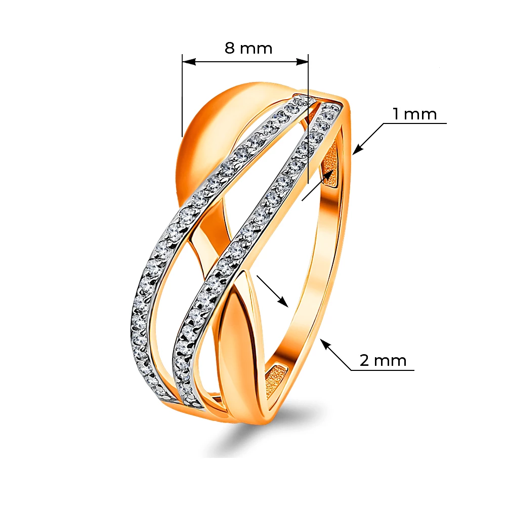 Кольцо с бриллиантами из красного золота 585 пробы