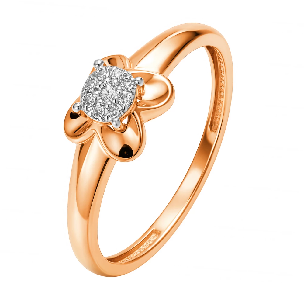 Кольцо с бриллиантами из красного золота 585 пробы