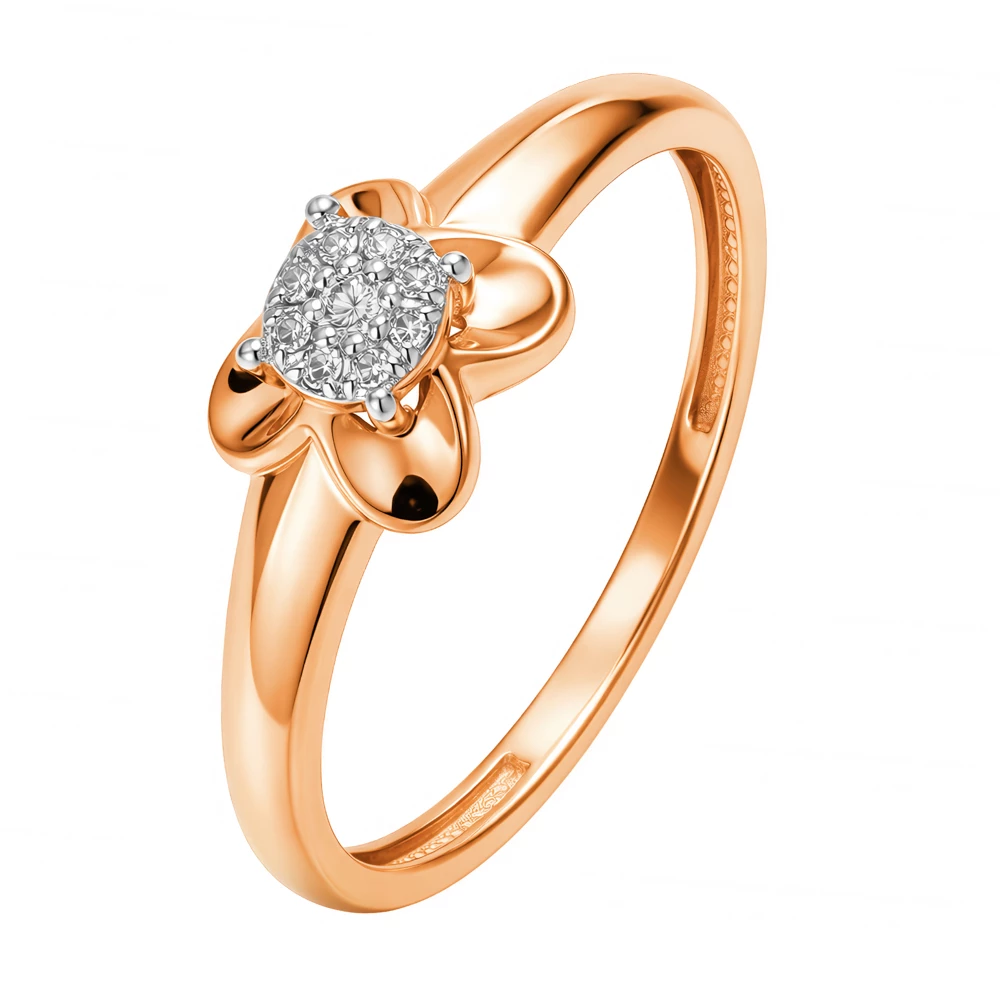 Кольцо с бриллиантами из красного золота 585 пробы