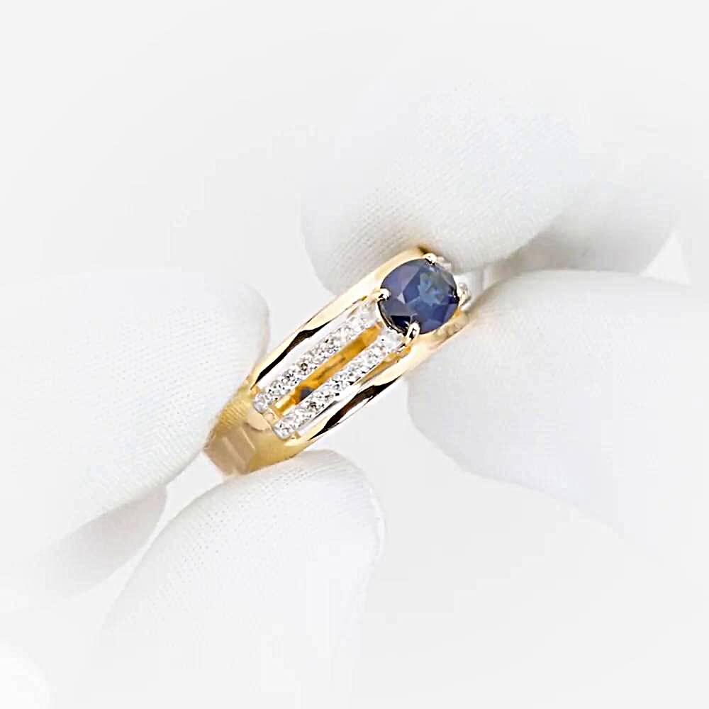 Кольцо с сапфирами и бриллиантами из красного золота 585 пробы 1