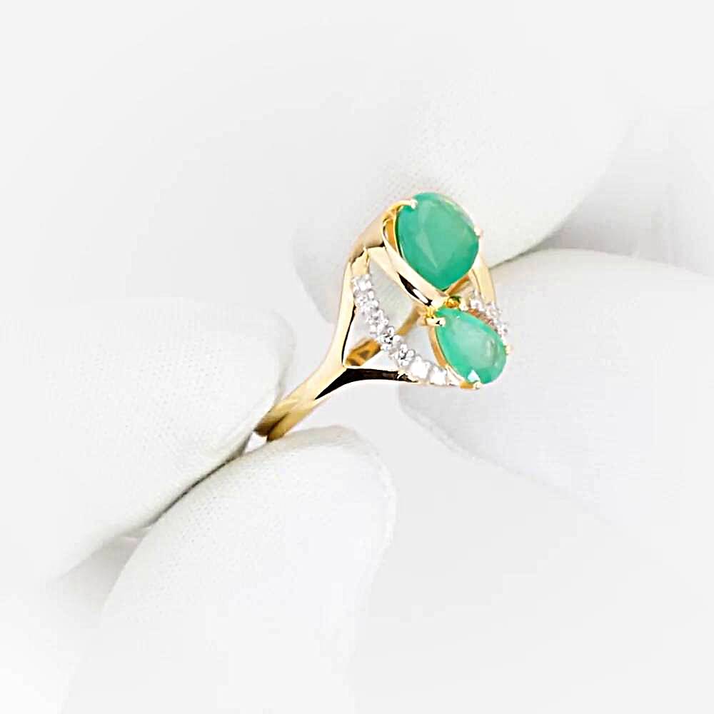 Кольцо с изумрудами и бриллиантами из красного золота 585 пробы 1