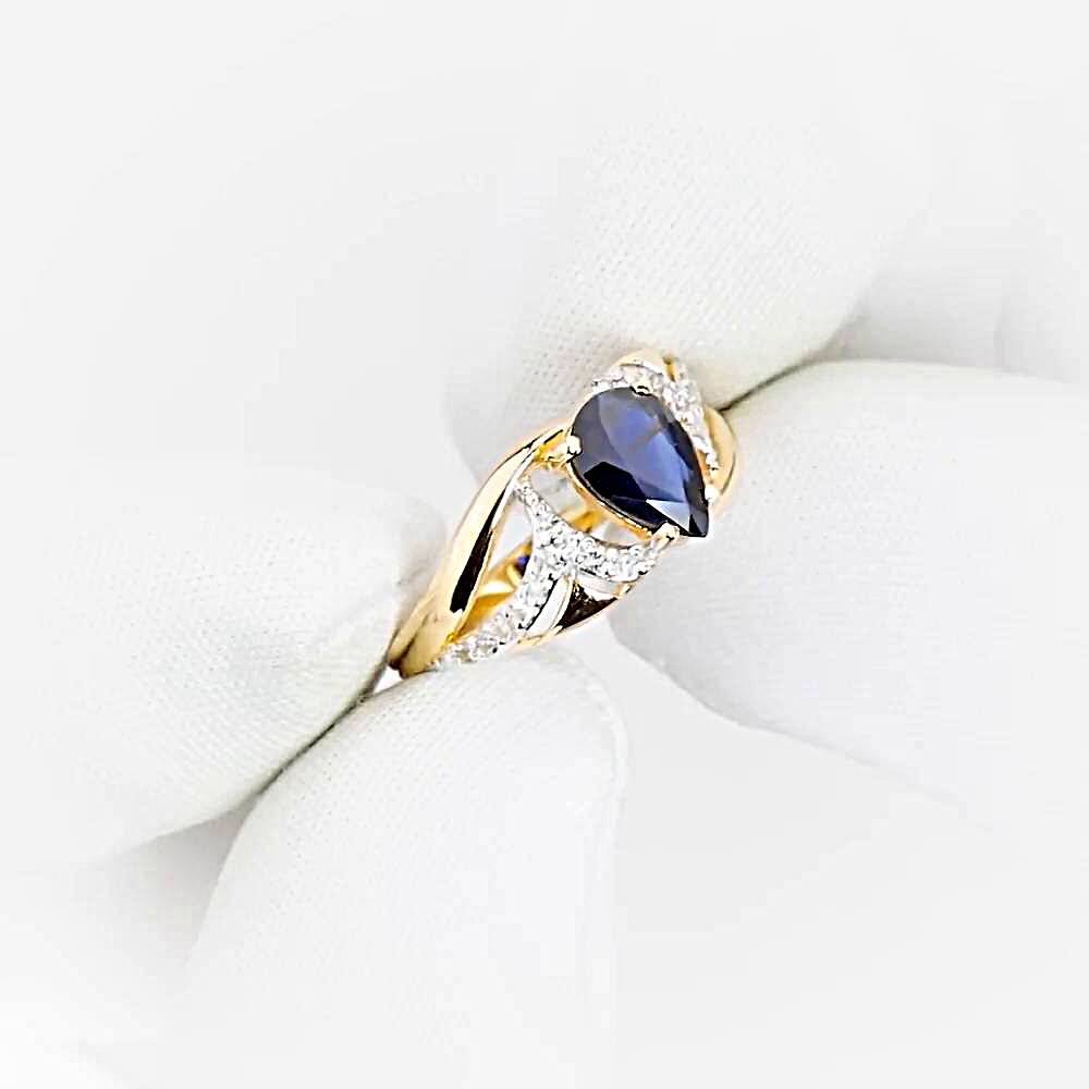 Кольцо с сапфирами и бриллиантами из красного золота 585 пробы 1