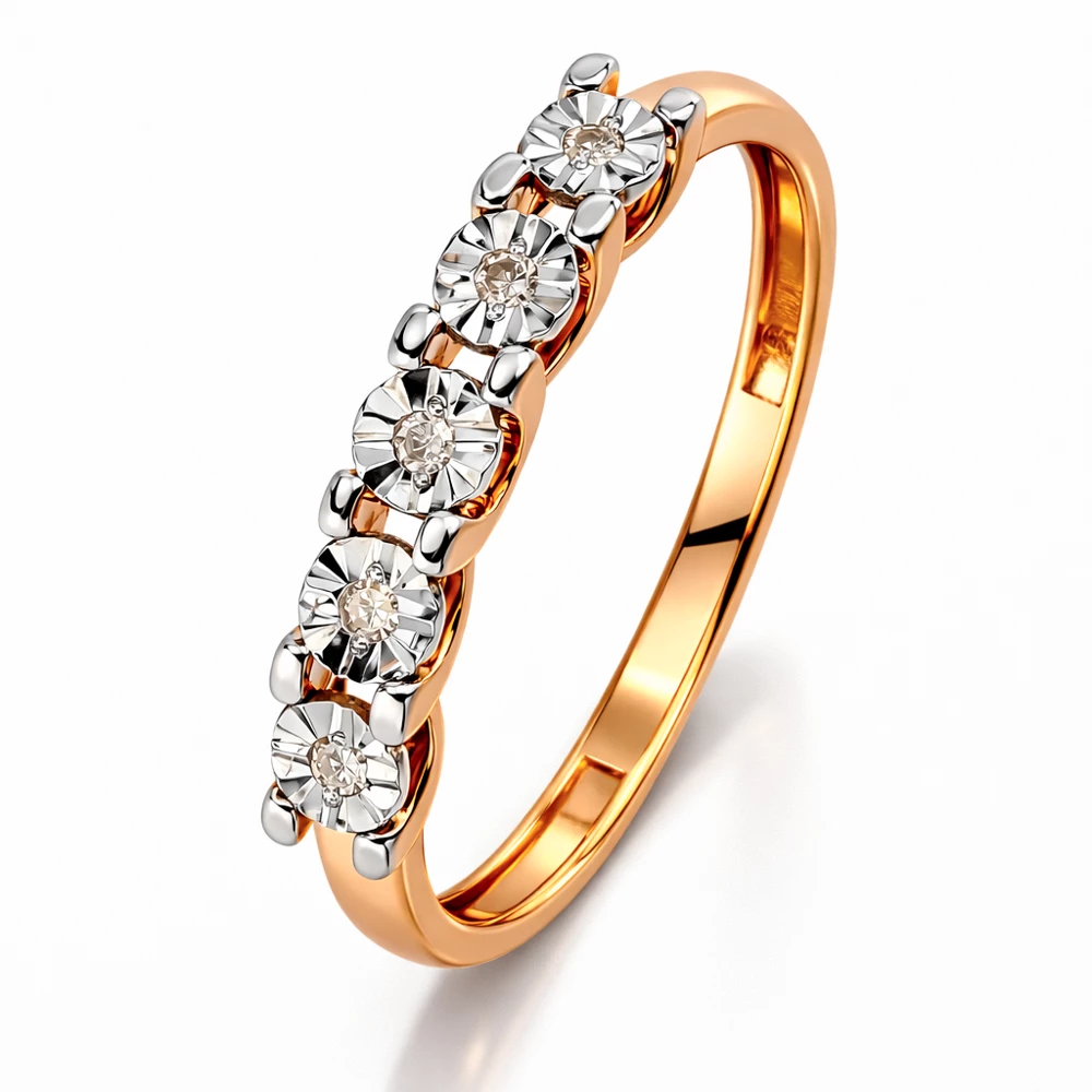 Кольцо с бриллиантами из красного золота 585 пробы