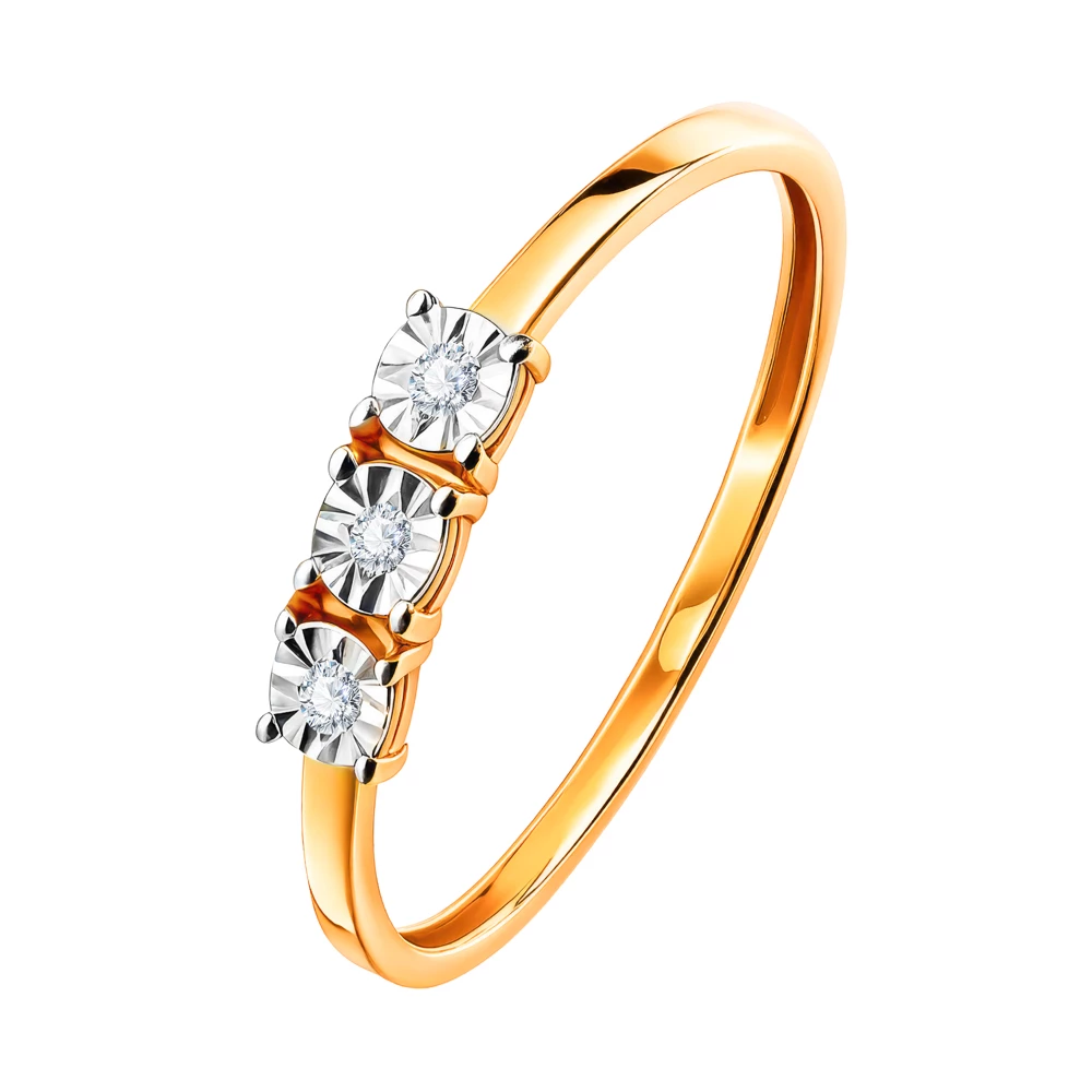 Кольцо с бриллиантами из красного золота 585 пробы