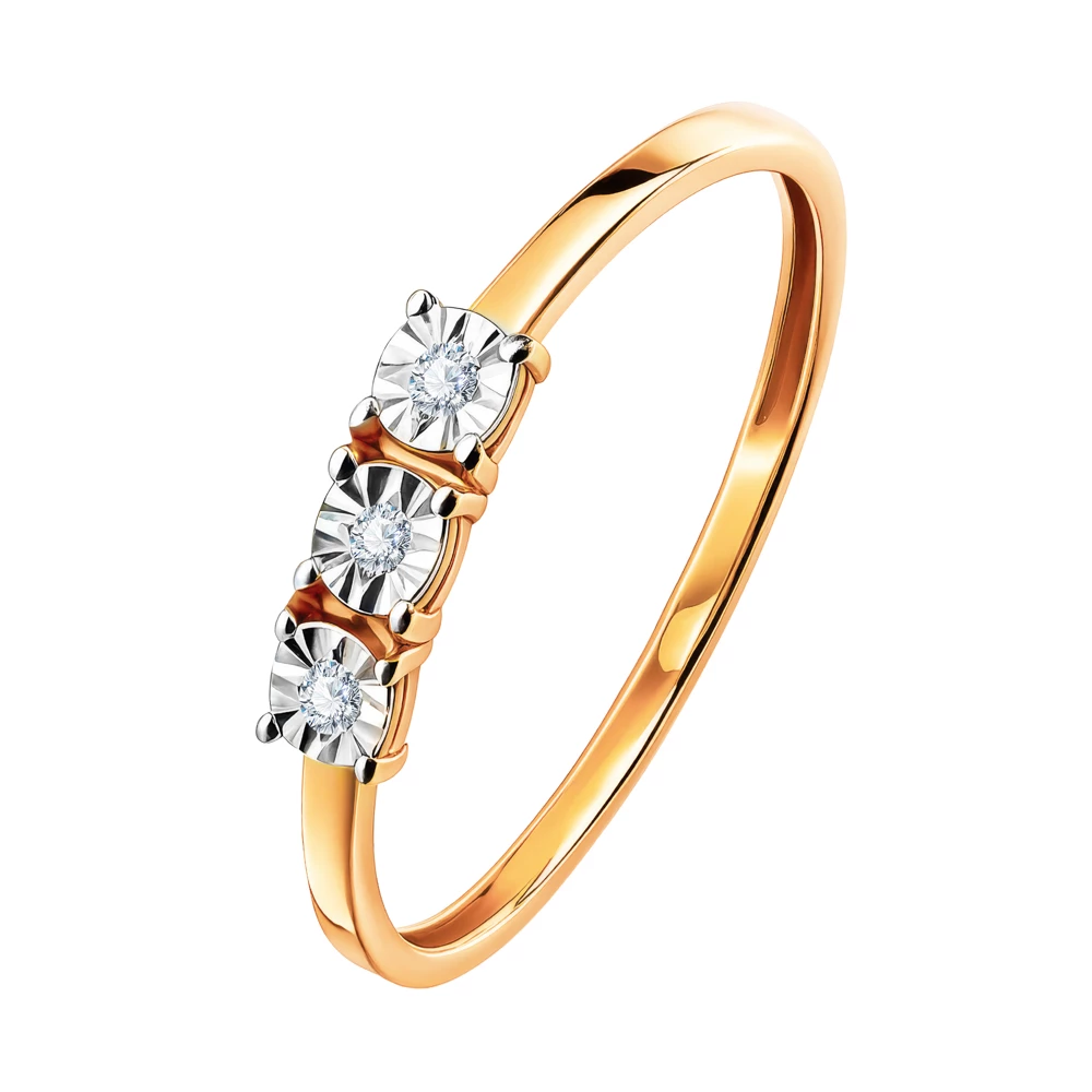 Кольцо с бриллиантами из красного золота 585 пробы