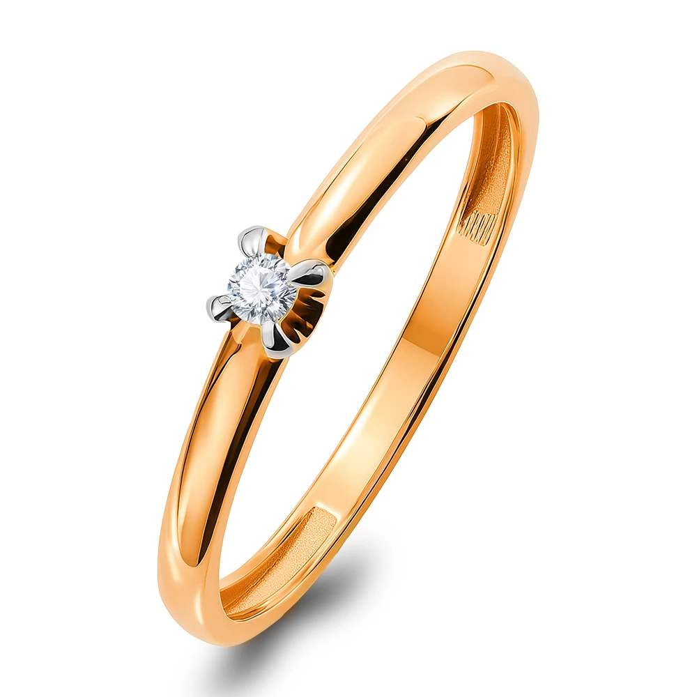 Кольцо с бриллиантом из красного золота 585 пробы Кольцо с бриллиантом из красного золота 585 пробы