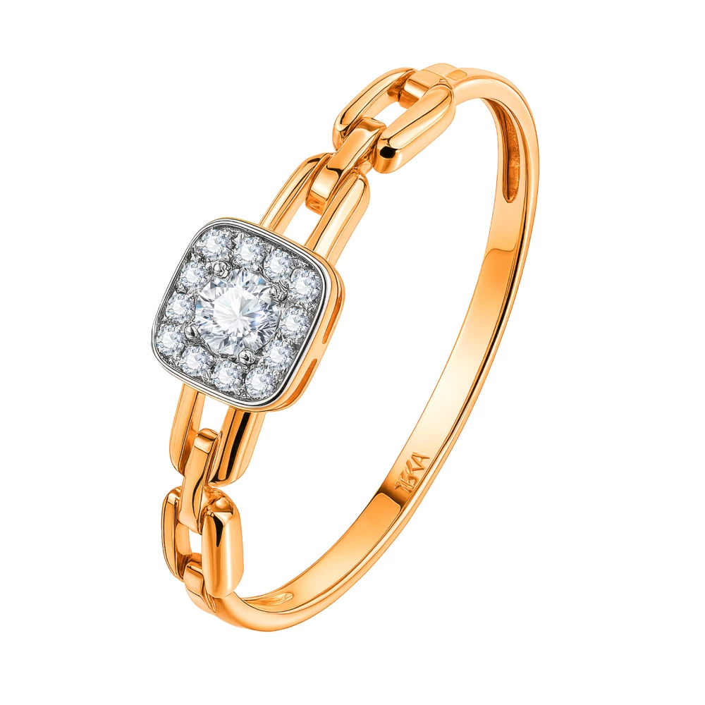 Кольцо с бриллиантами из красного золота 585 пробы Кольцо с бриллиантами из красного золота 585 пробы