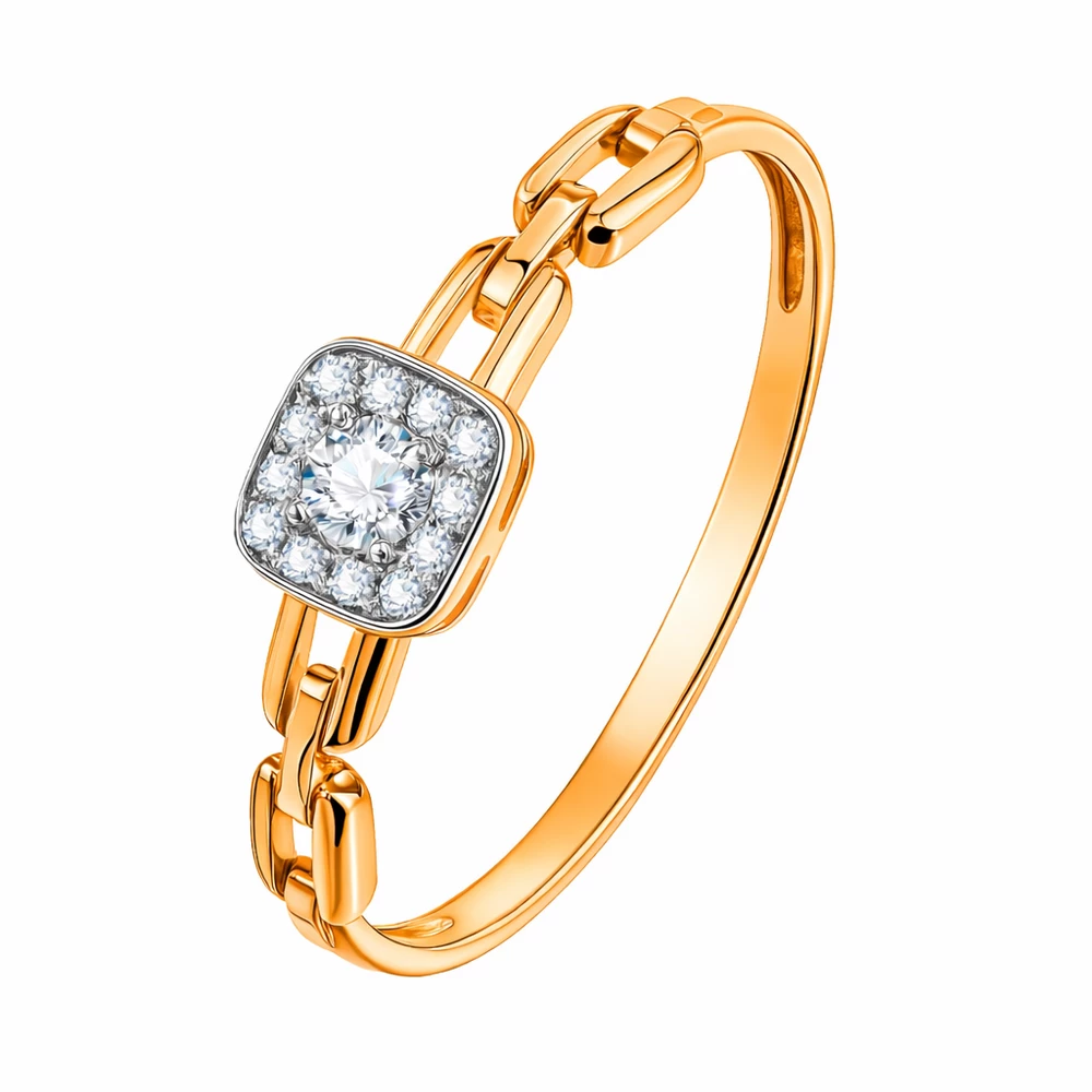 Кольцо с бриллиантами из красного золота 585 пробы